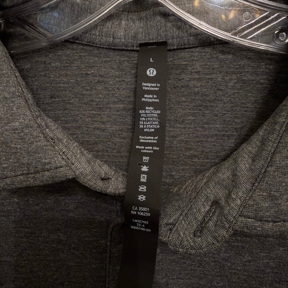 Lululemon TCU Horned Frogs Men Polo Shirt Dark Gray Large Athletic Stretch Texas - Picture 3 of 10